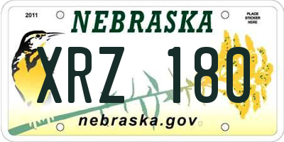 NE license plate XRZ180