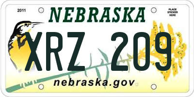 NE license plate XRZ209