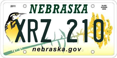 NE license plate XRZ210