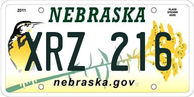 NE license plate XRZ216