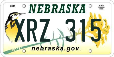 NE license plate XRZ315
