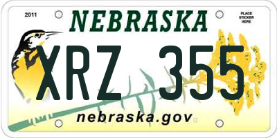 NE license plate XRZ355