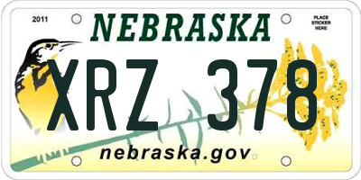 NE license plate XRZ378