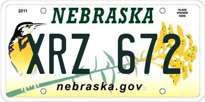 NE license plate XRZ672