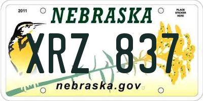 NE license plate XRZ837