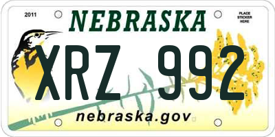 NE license plate XRZ992