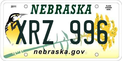 NE license plate XRZ996