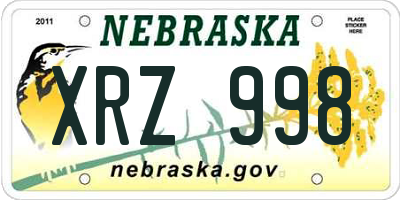 NE license plate XRZ998