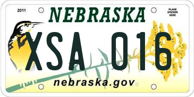 NE license plate XSA016