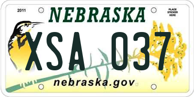NE license plate XSA037