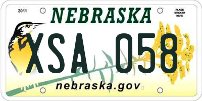 NE license plate XSA058