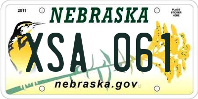 NE license plate XSA061