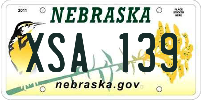 NE license plate XSA139