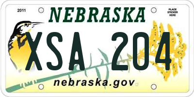 NE license plate XSA204