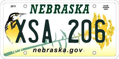 NE license plate XSA206