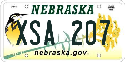 NE license plate XSA207