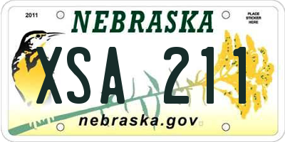NE license plate XSA211