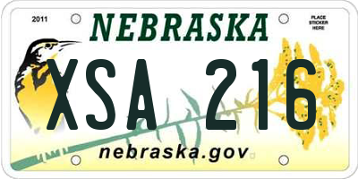NE license plate XSA216