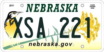 NE license plate XSA221