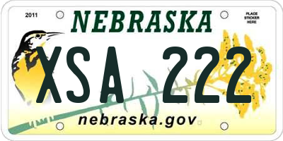 NE license plate XSA222