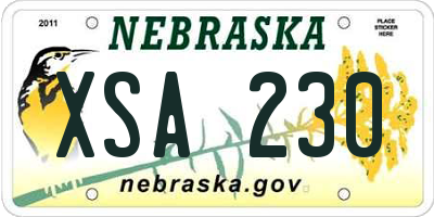 NE license plate XSA230