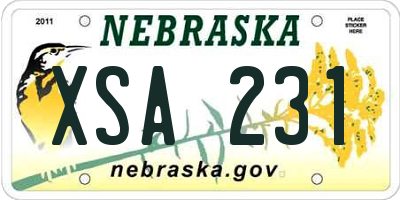 NE license plate XSA231