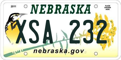 NE license plate XSA232