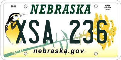 NE license plate XSA236
