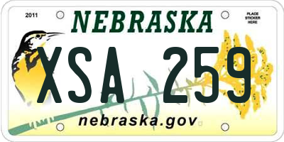NE license plate XSA259