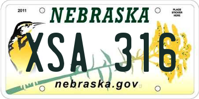 NE license plate XSA316