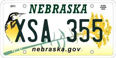 NE license plate XSA355