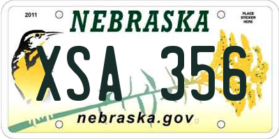 NE license plate XSA356