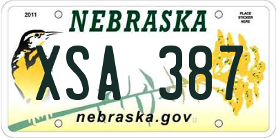 NE license plate XSA387