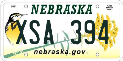 NE license plate XSA394