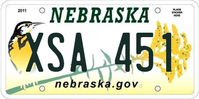 NE license plate XSA451