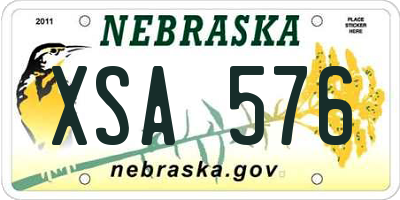 NE license plate XSA576