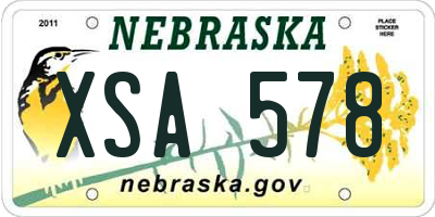 NE license plate XSA578