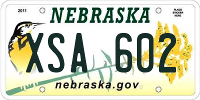 NE license plate XSA602