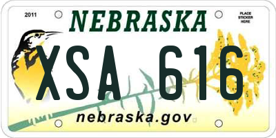 NE license plate XSA616