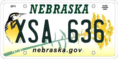 NE license plate XSA636