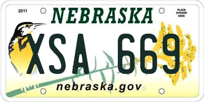 NE license plate XSA669