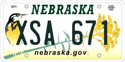 NE license plate XSA671
