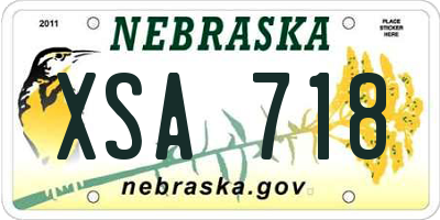 NE license plate XSA718