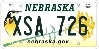 NE license plate XSA726