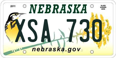 NE license plate XSA730
