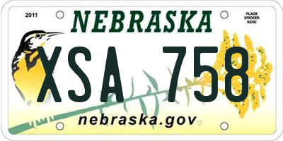NE license plate XSA758