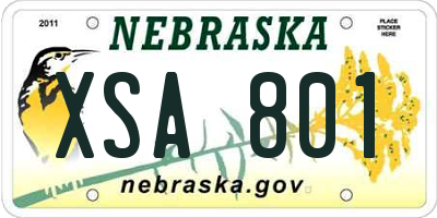 NE license plate XSA801