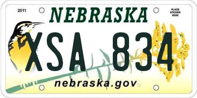 NE license plate XSA834