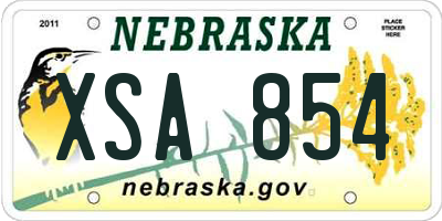 NE license plate XSA854