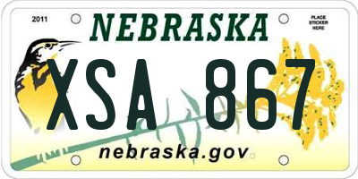 NE license plate XSA867
